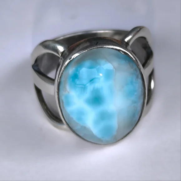 Sterling Silver Larimar Ring Sz 7.25